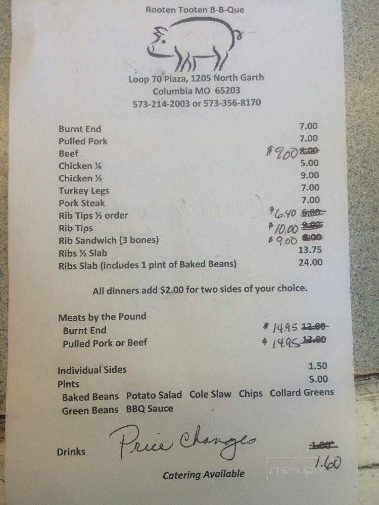 Rooten Tooten Bar-B-Que - Columbia, MO menu_pic