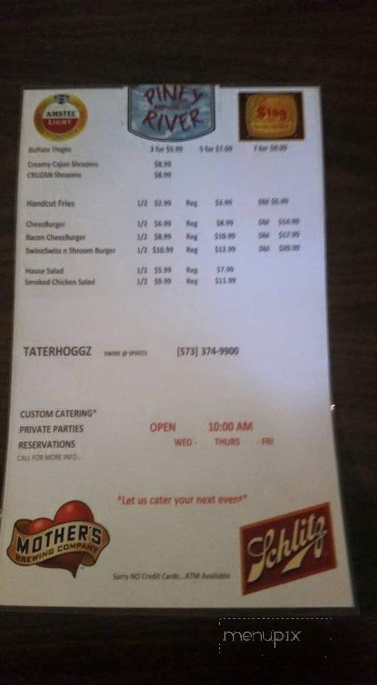 Taterhoggz - Laurie, MO menu_pic