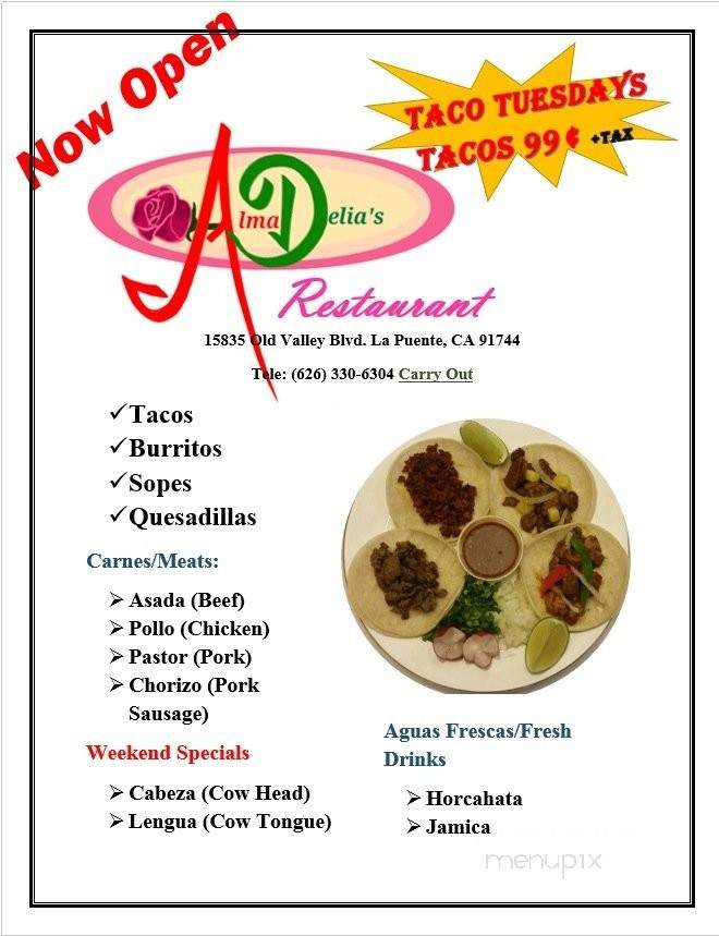 Alma Delias Restaurant - La Puente, CA menu_pic