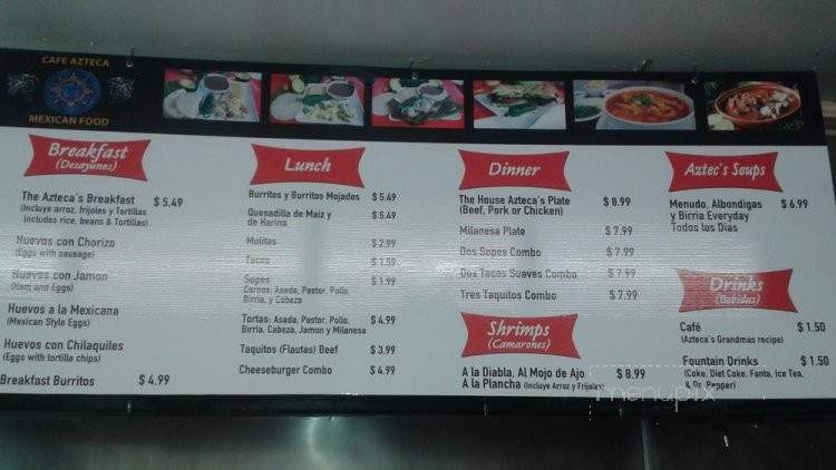 Cafe' Azteca - Baldwin Park, CA menu_pic