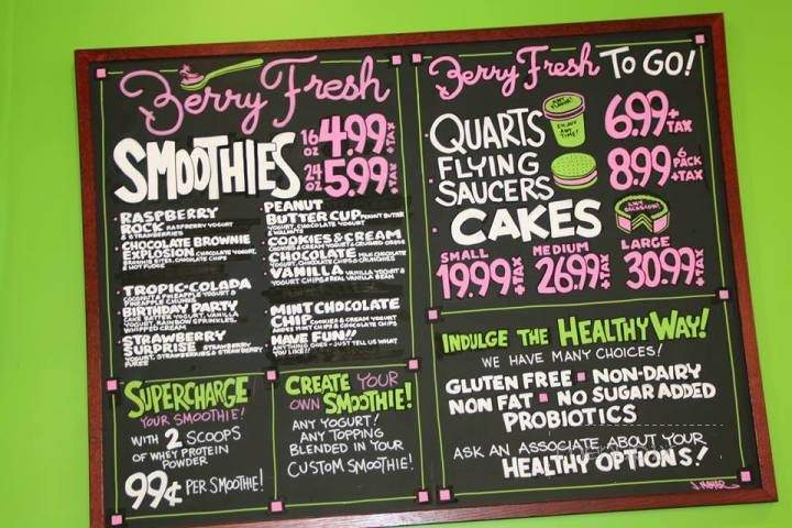 Berry Fresh Frozen Yogurt - Bayport, NY menu_pic