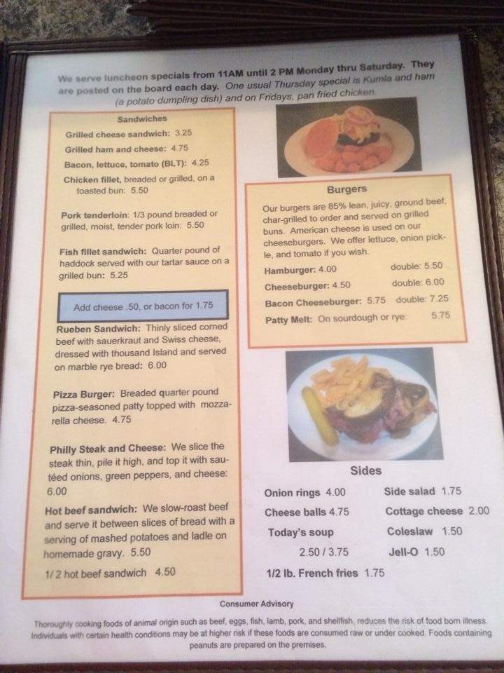 Zederbaum Restaurant - Hubbard, IA menu_pic