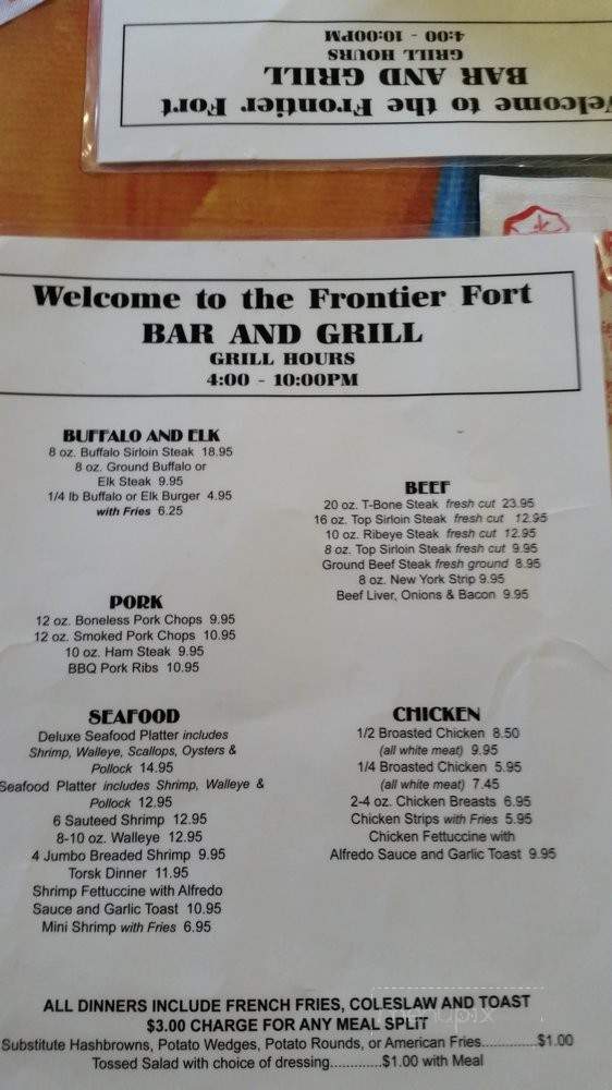 Frontier Fort Bar & Grill - Jamestown, ND menu_pic