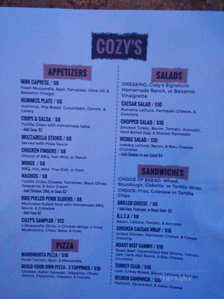 Cozy's Tavern - Las Vegas, NV menu_pic