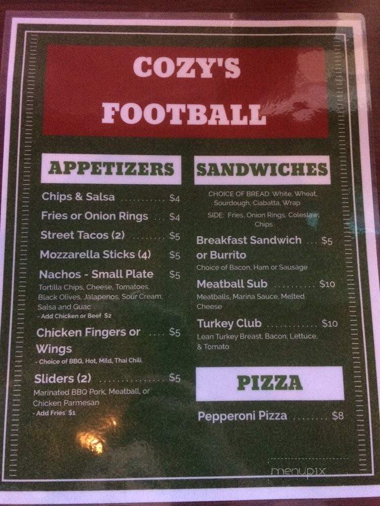 Cozy's Tavern - Las Vegas, NV menu_pic