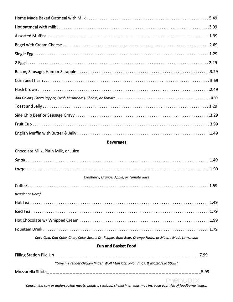Filling Station Diner - Mechanicsburg, PA menu_pic