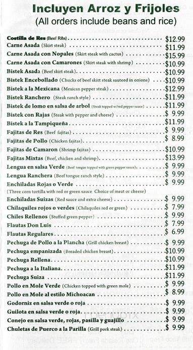 La Cabana De Don Luis 2 - Chicago, IL menu_pic