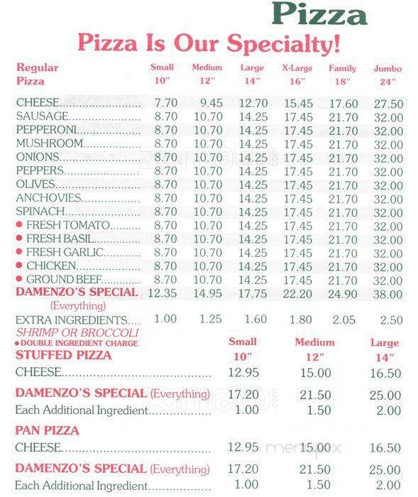 Damenzo's Pizza & Restaurant - Chicago, IL menu_pic