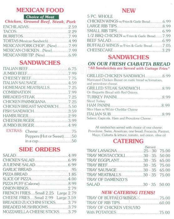 Damenzo's Pizza & Restaurant - Chicago, IL menu_pic