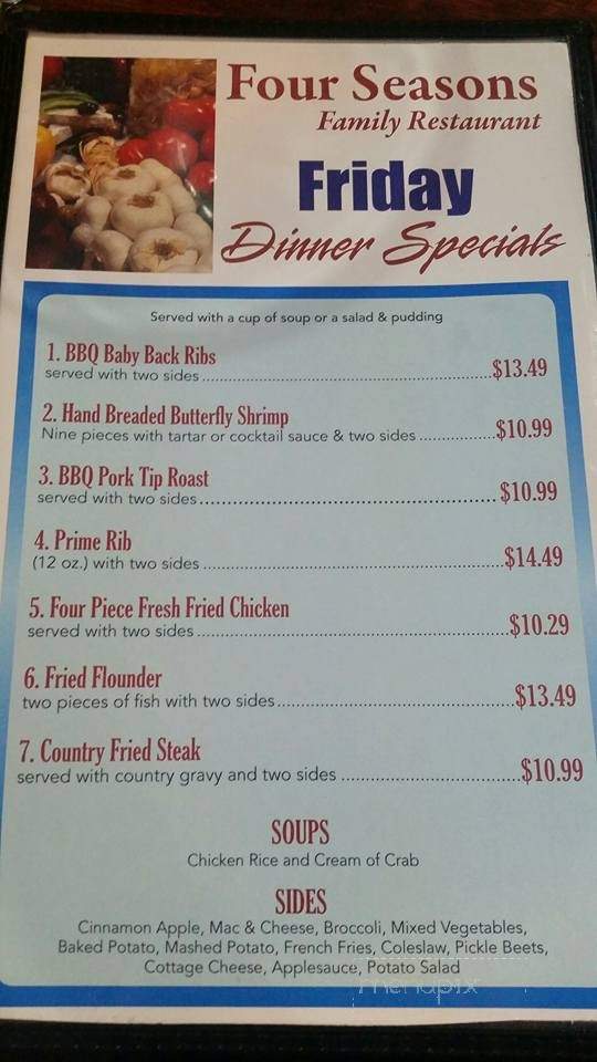 The Four Seasons Family Restaurant - Colonial Beach, VA menu_pic