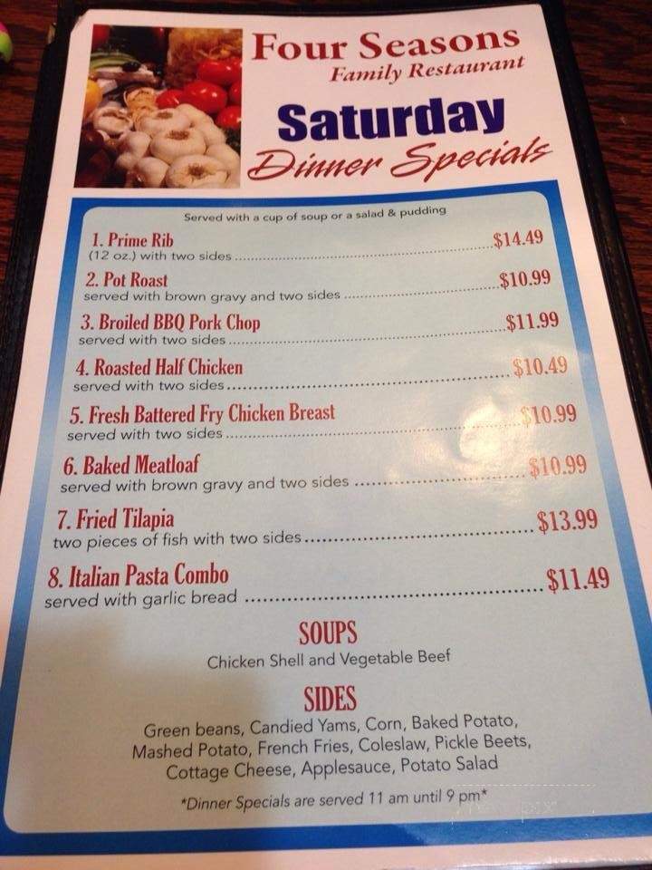 The Four Seasons Family Restaurant - Colonial Beach, VA menu_pic