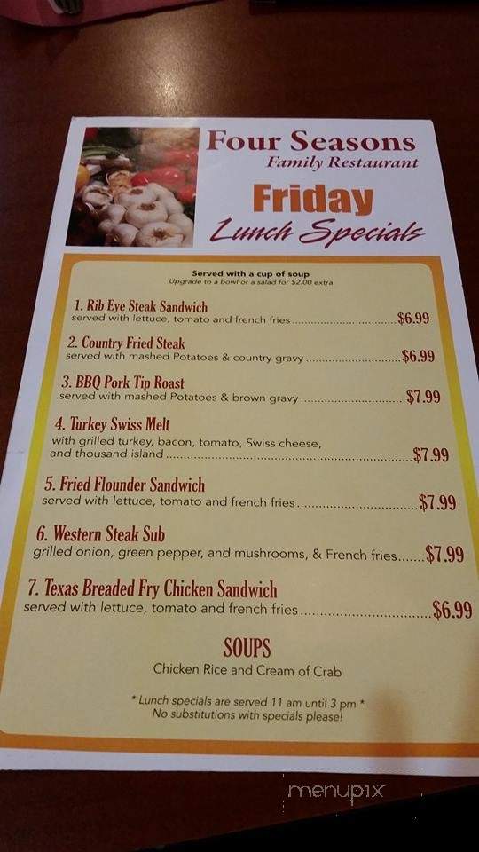 The Four Seasons Family Restaurant - Colonial Beach, VA menu_pic