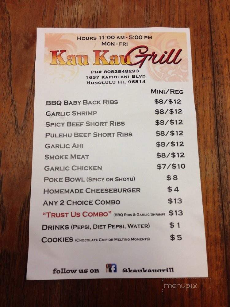 Kau Kau Grill - Honolulu, HI menu_pic