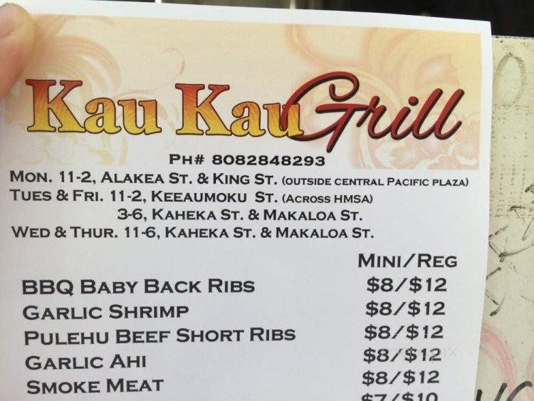 Kau Kau Grill - Honolulu, HI menu_pic