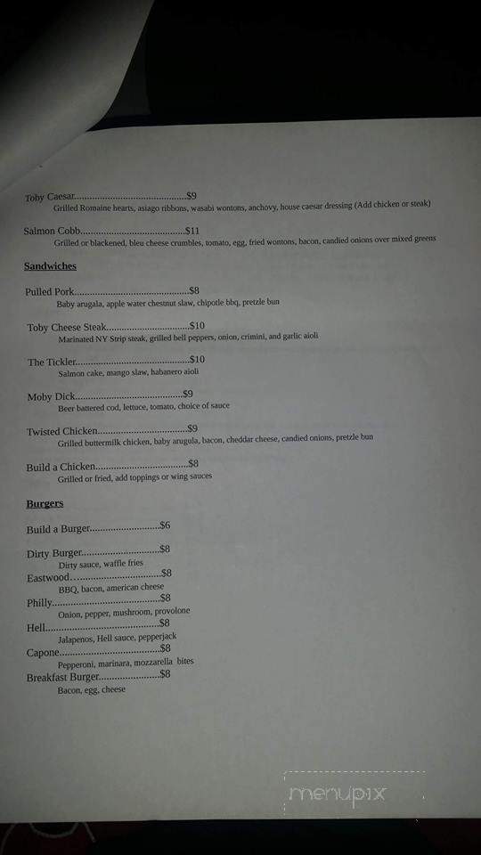 Toby Hill Bar & Grill - Clarion, PA menu_pic