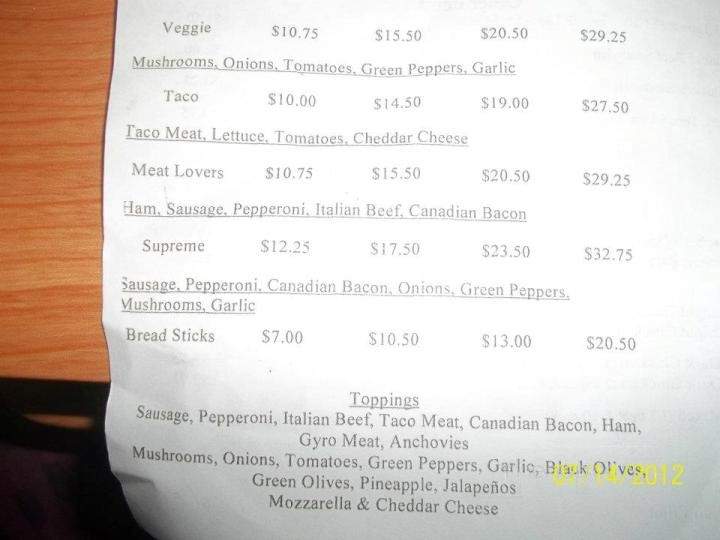Augie's Pizza - North Utica, IL menu_pic