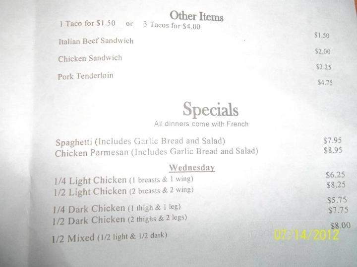 Augie's Pizza - North Utica, IL menu_pic