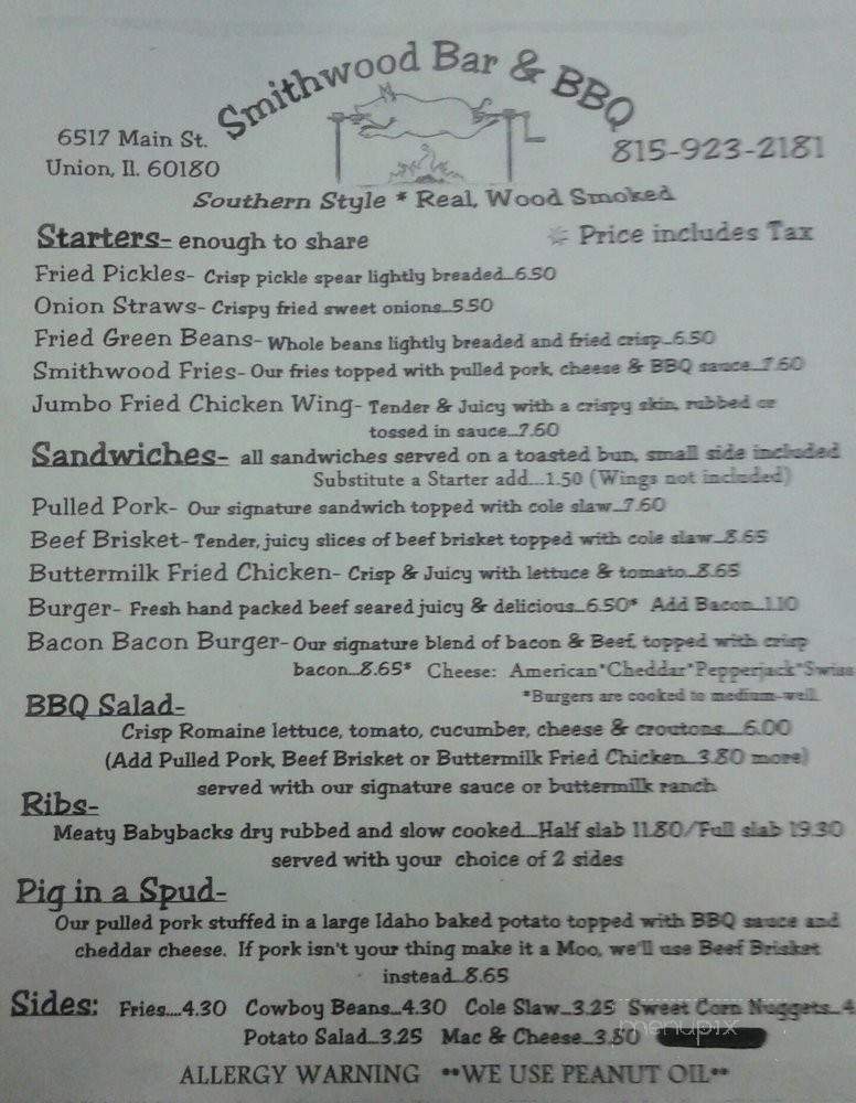 Smithwood Bar & BBQ - Union, IL menu_pic