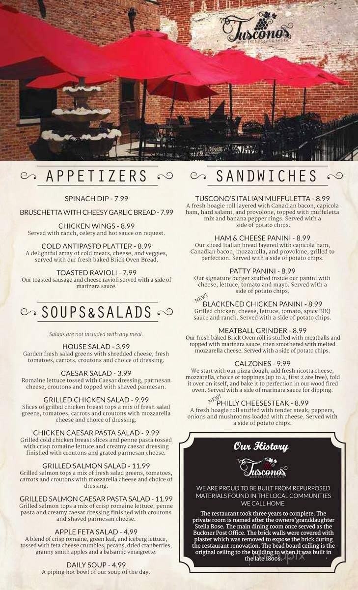 Tuscono's Wood Fired Pizza and Pasta - Buckner, MO menu_pic