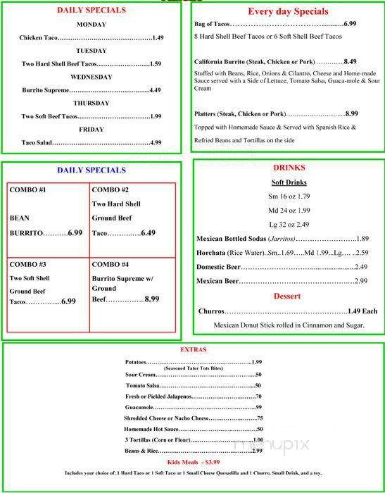 Pancho Tacos - Fort Worth, TX menu_pic