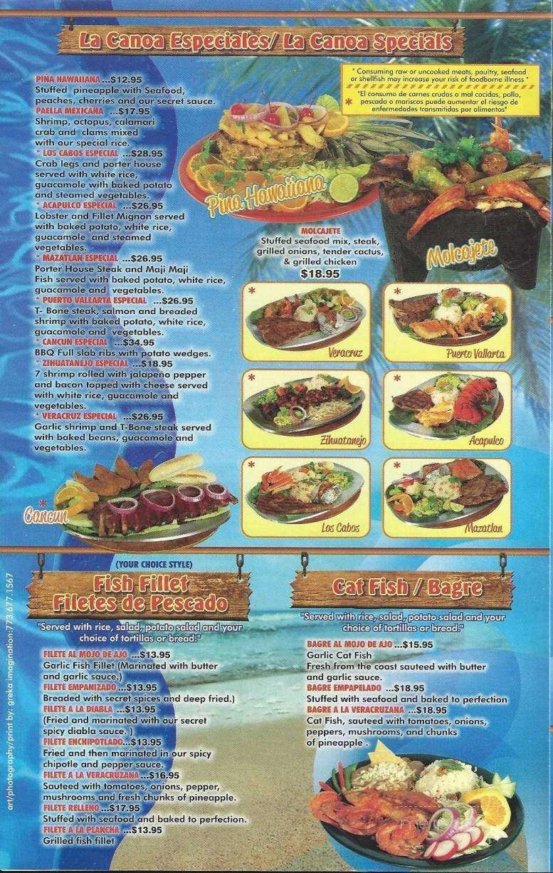La Canoa - Waukegan, IL menu_pic
