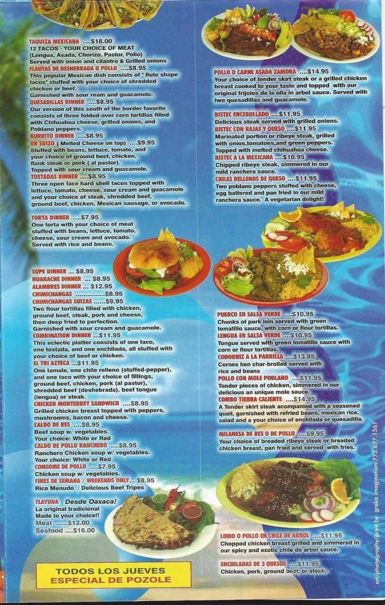 La Canoa - Waukegan, IL menu_pic