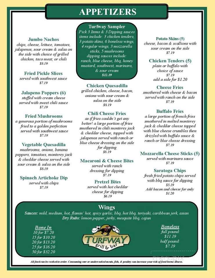 Turfway Grill and Bar - Florence, KY menu_pic