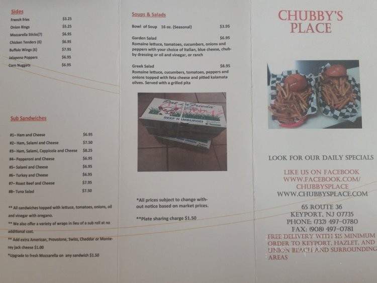 Chubbys Place - Linden, NJ menu_pic
