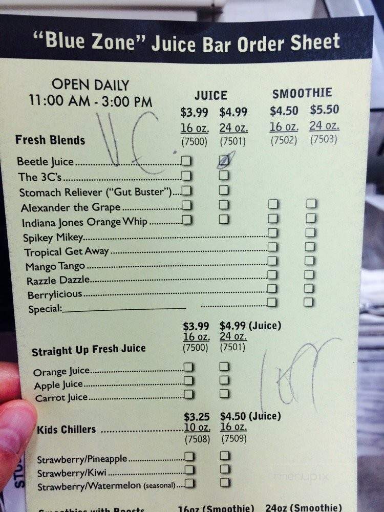 /250867941/Blue-Zone-Juice-Bar-Menu-Loma-Linda-CA - Loma Linda, CA