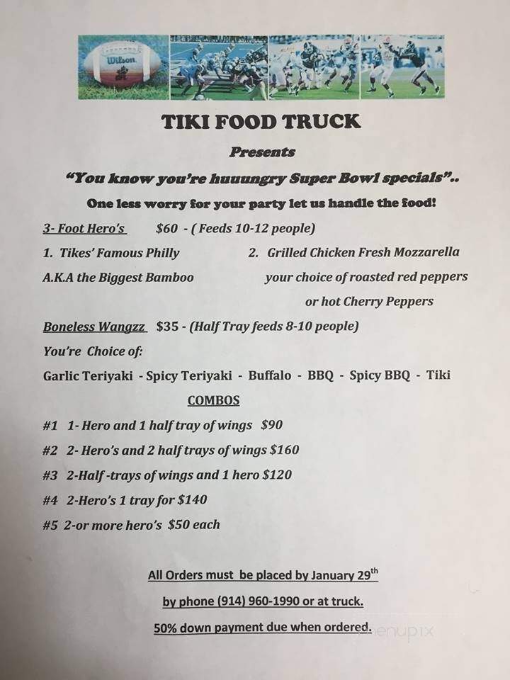 Tiki Food Truck - Yonkers, NY menu_pic