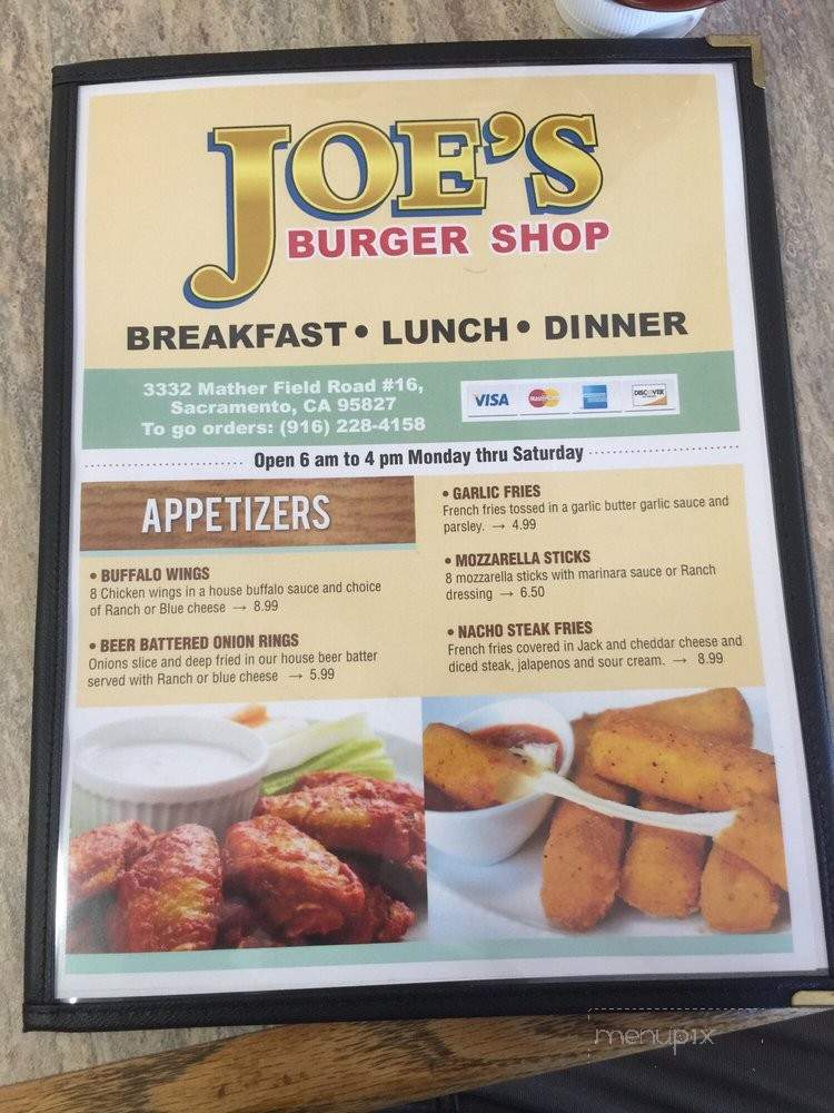 Joe's Diner Burger Shop - Sacramento, CA menu_pic