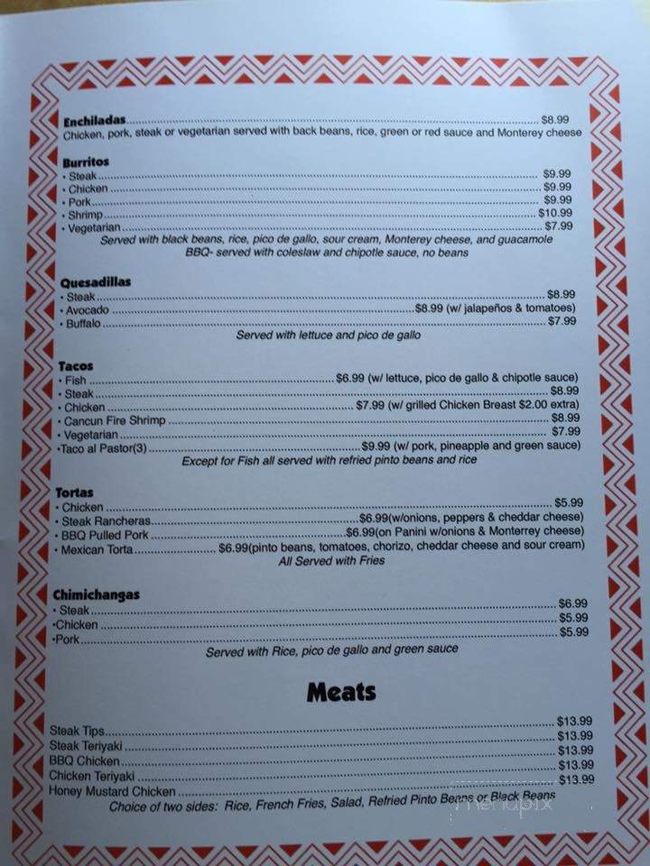 Cancun Mexican Restaurant - Dracut, MA menu_pic