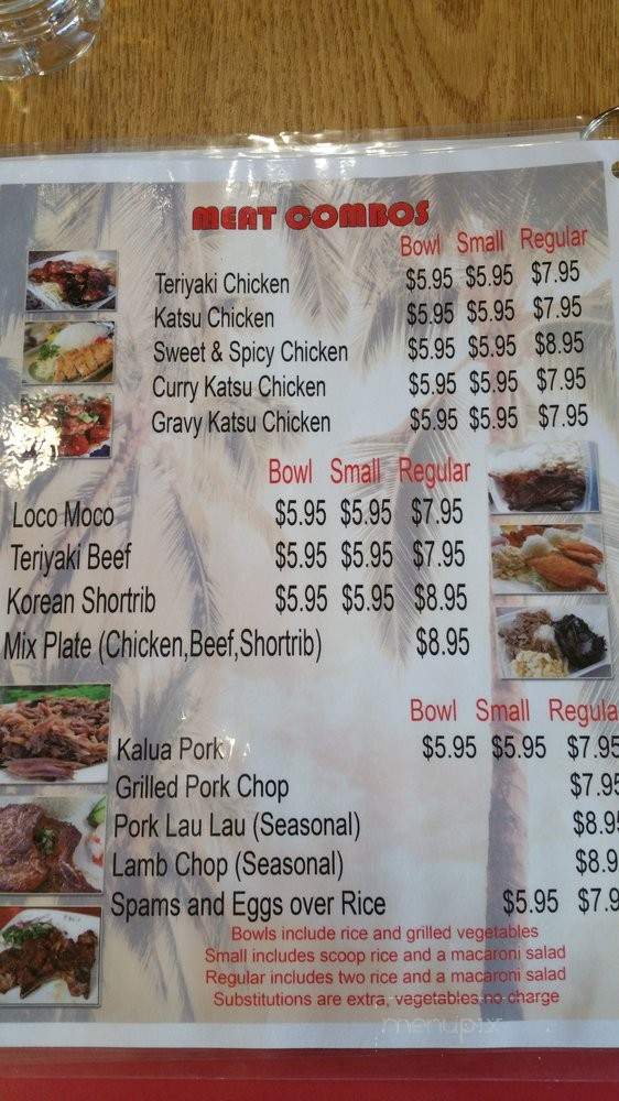 Kaula Island Grill - Sacramento, CA menu_pic