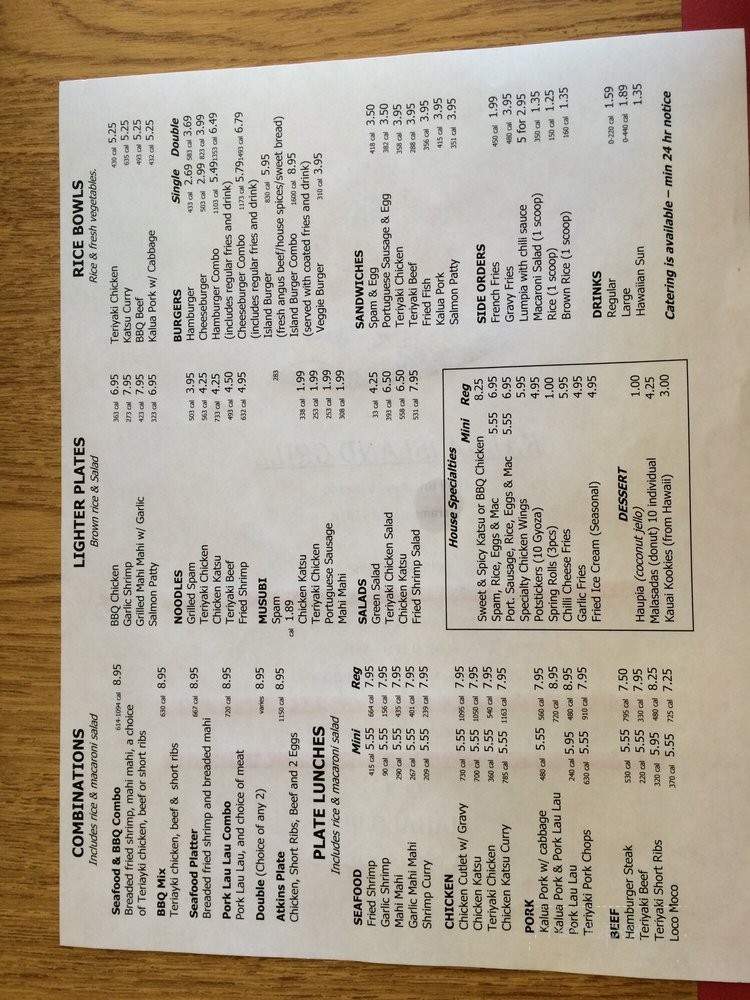 Kaula Island Grill - Sacramento, CA menu_pic