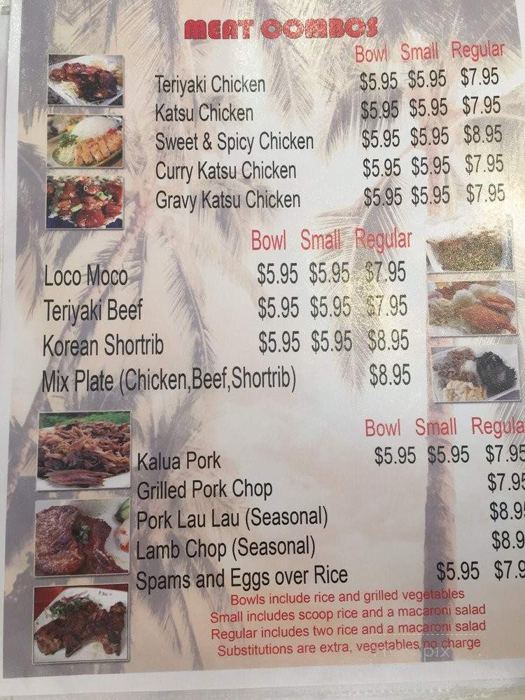 Kaula Island Grill - Sacramento, CA menu_pic