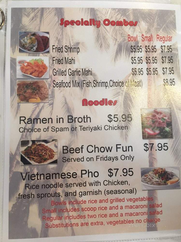 Kaula Island Grill - Sacramento, CA menu_pic