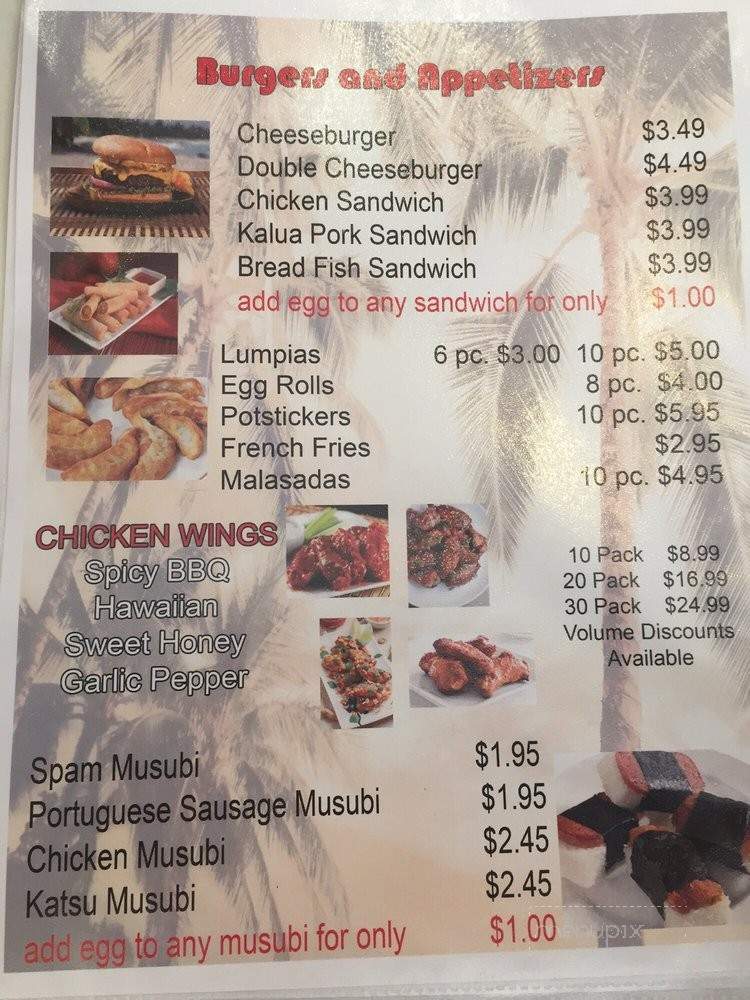 Kaula Island Grill - Sacramento, CA menu_pic