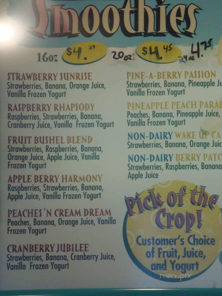 Middlebury's Best Yogurt, Smoothies, and Ice Cream - Middlebury, CT menu_pic