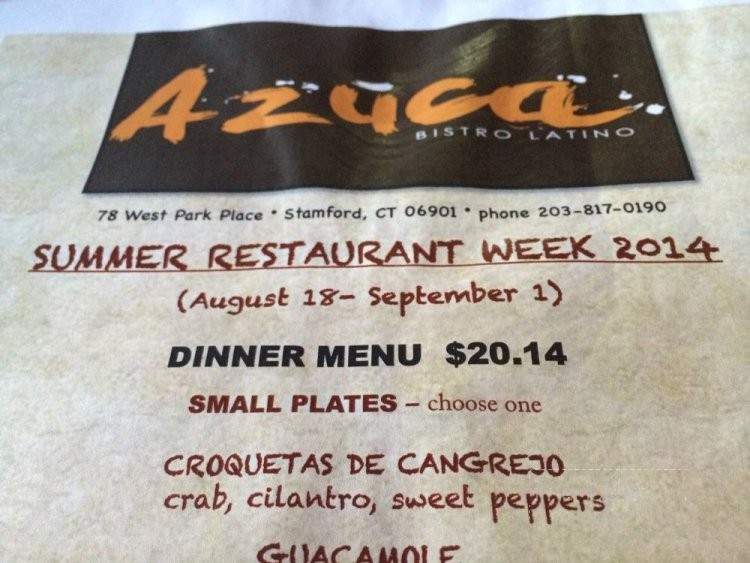 Azuca Bistro Latino - Stamford, CT menu_pic