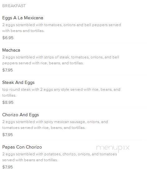 Cocina Michoacana 2 - Sonora, CA menu_pic