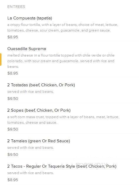Cocina Michoacana 2 - Sonora, CA menu_pic