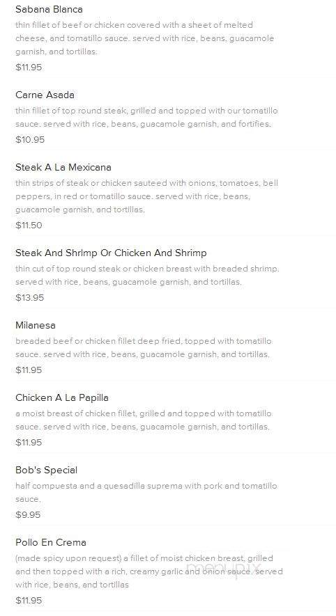 Cocina Michoacana 2 - Sonora, CA menu_pic