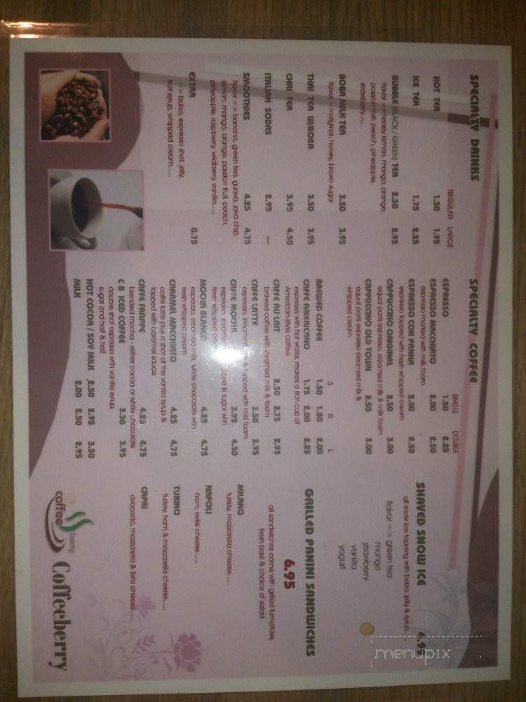 Coffeeberry - Downtown, CA menu_pic