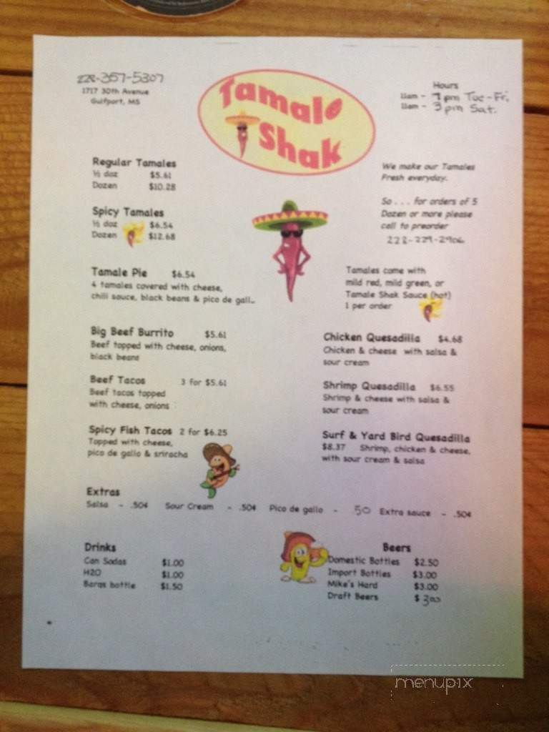 Tamale Shak - Gulfport, MS menu_pic