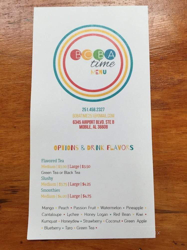 Boba Time - Mobile, AL menu_pic