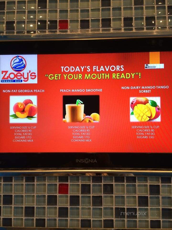 Zoey's Yogurt Bar - Philadelphia, PA menu_pic