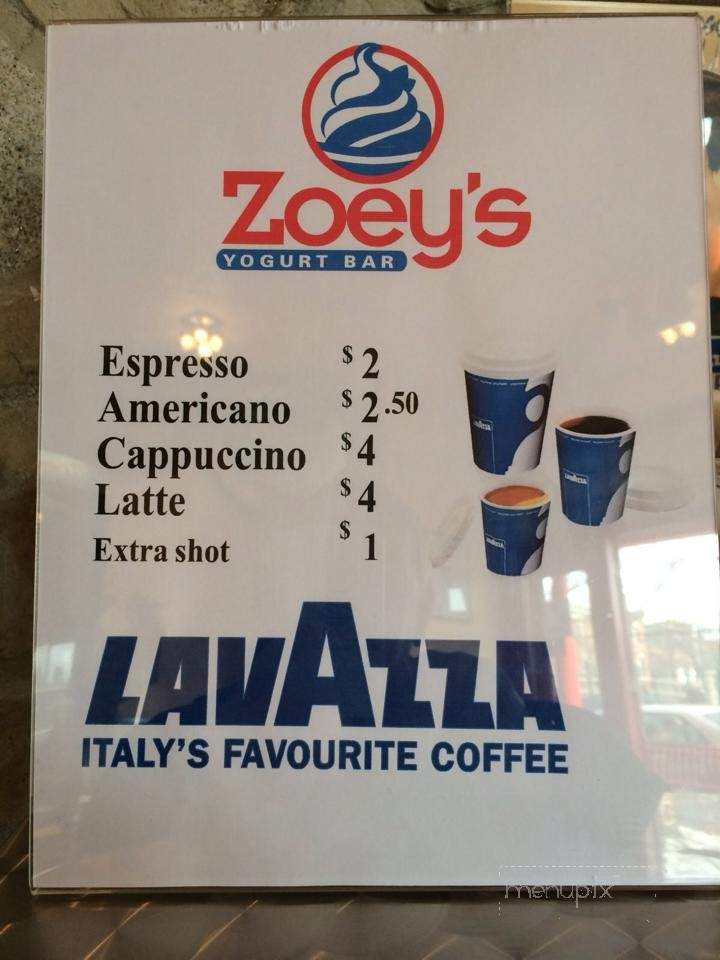 Zoey's Yogurt Bar - Philadelphia, PA menu_pic