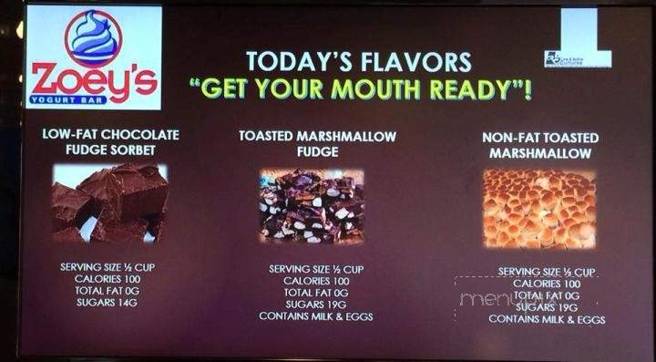 Zoey's Yogurt Bar - Philadelphia, PA menu_pic
