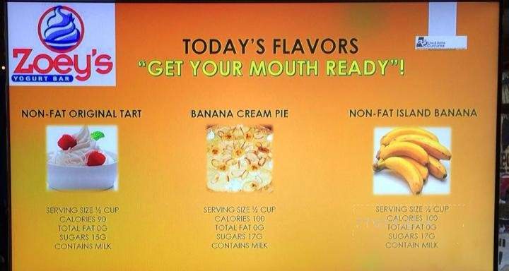 Zoey's Yogurt Bar - Philadelphia, PA menu_pic