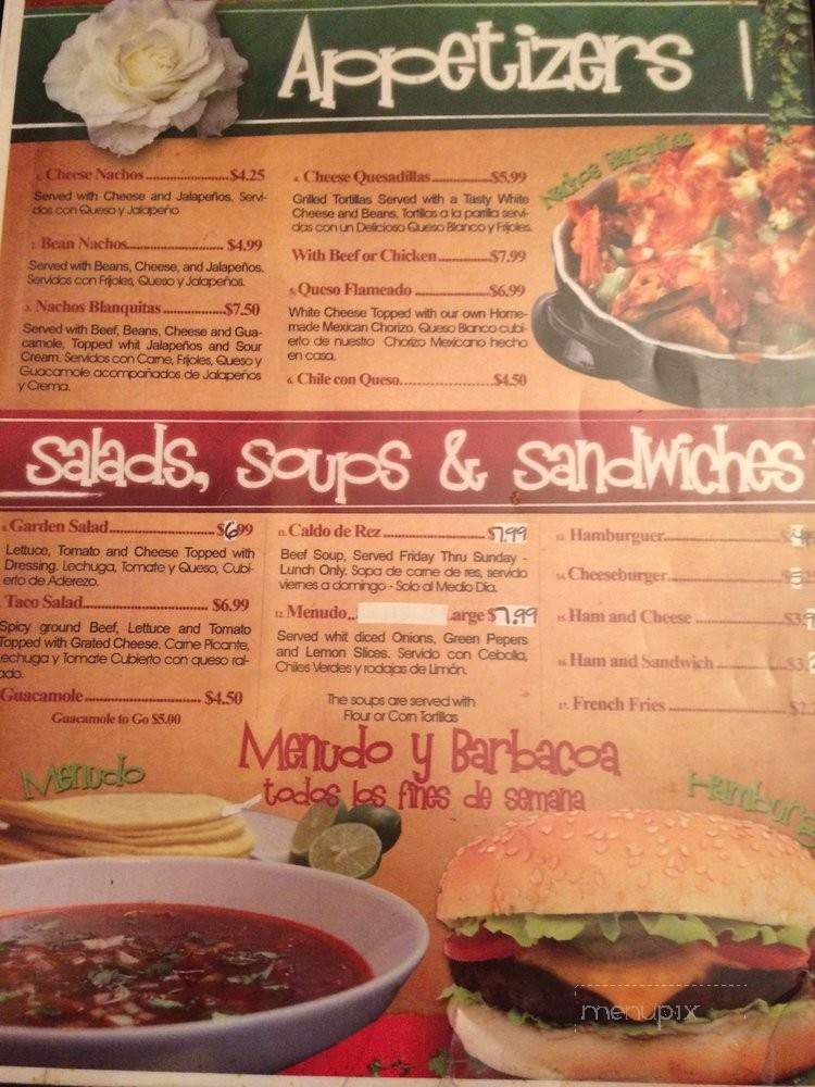 Blanquita's Mexican Restaurant - Jacinto City, TX menu_pic